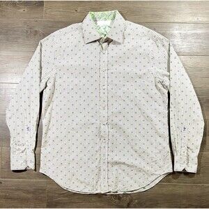 BUGATCHI Uomo Button Down Shirt Flip Cuff Green Purple Floral Stitched Mens XXL